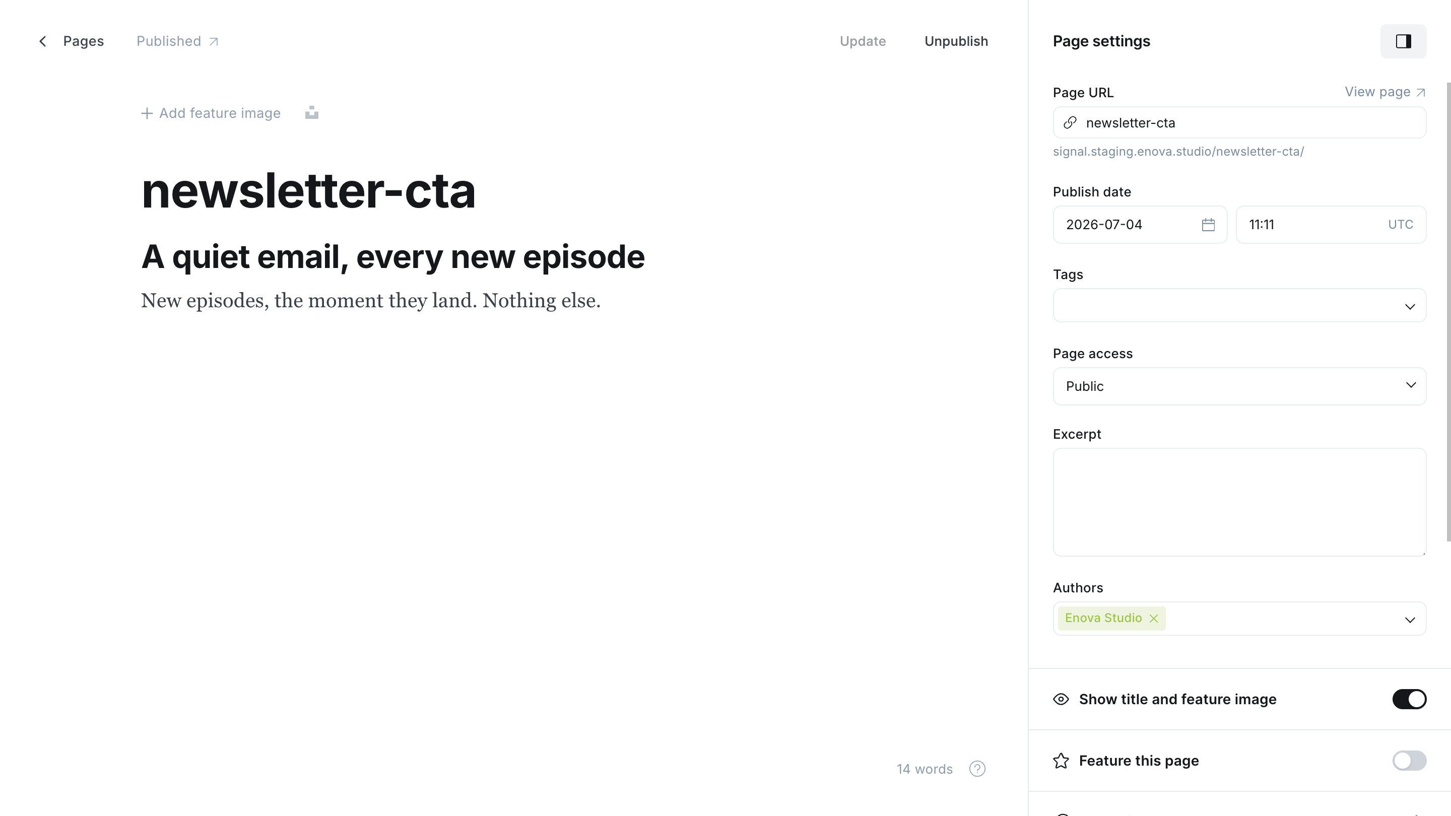 Newsletter CTA Editor