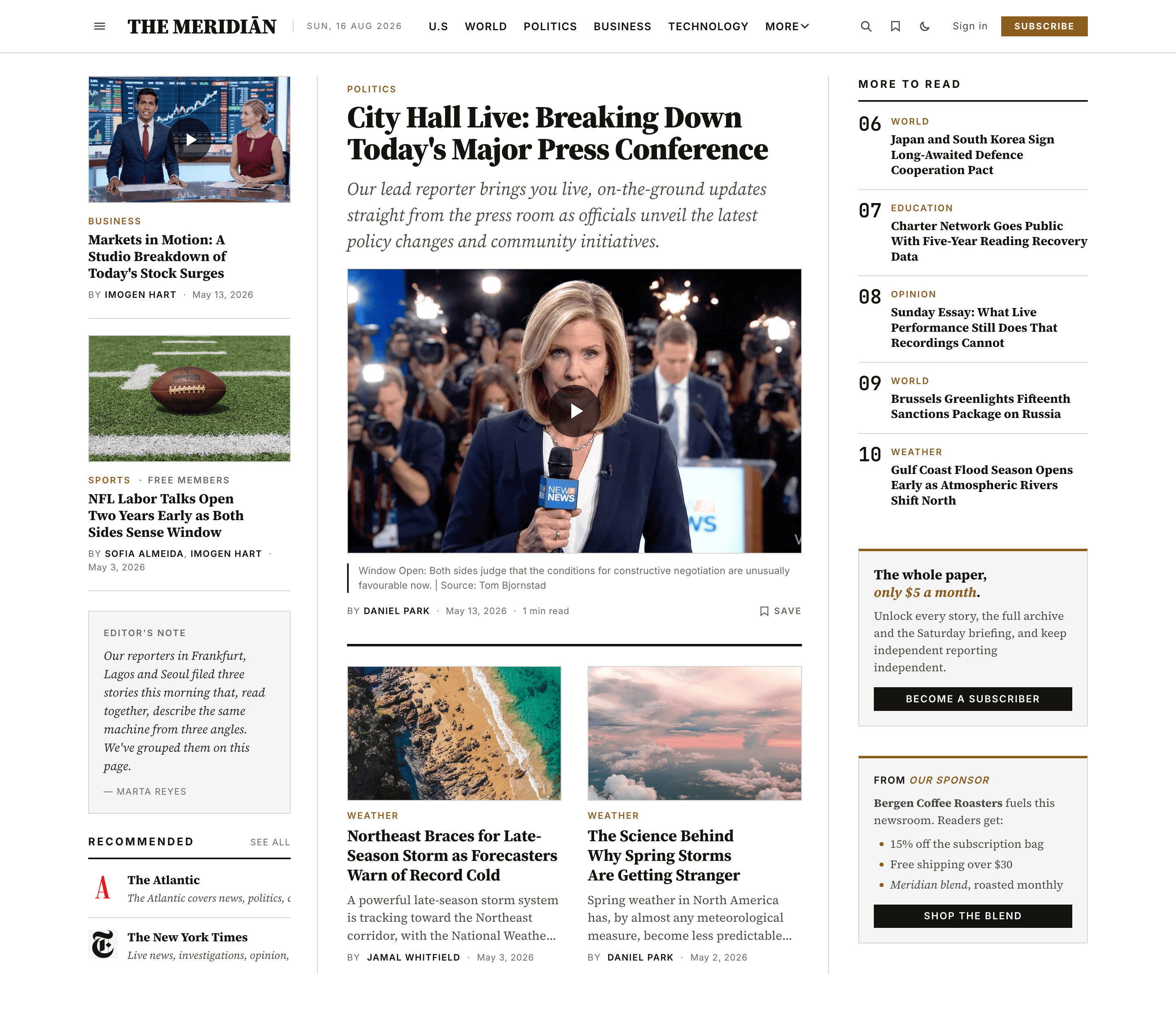 Two home hero widgets rendered in the homepage rail: a membership pitch card and a sponsor card, each with an accent top rule and a black button